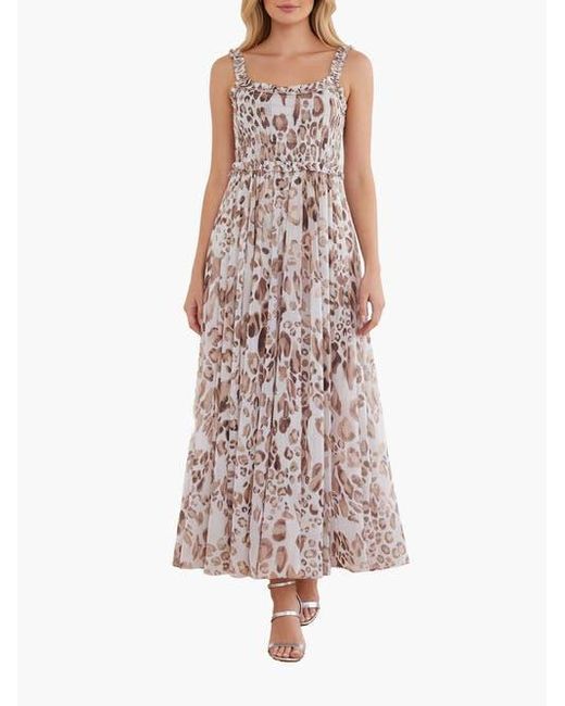 Needle & Thread Multicolor Leopard Chiffon Smocked Cami Ankle Gown