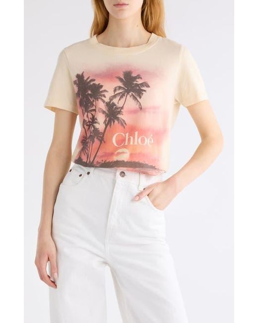 Chloé White Sunset Cotton Jersey Graphic T-Shirt