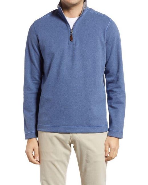 Johnston & Murphy Blue Reversible Quarter Zip Pullover for men