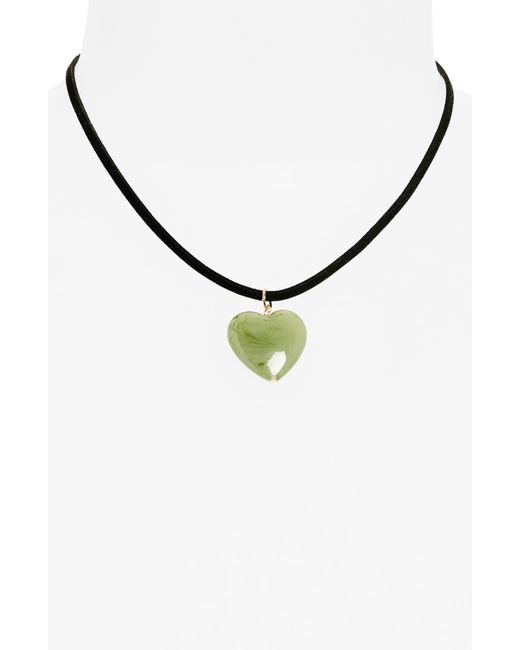 BP. Metallic Puffed Heart Pendant Necklace