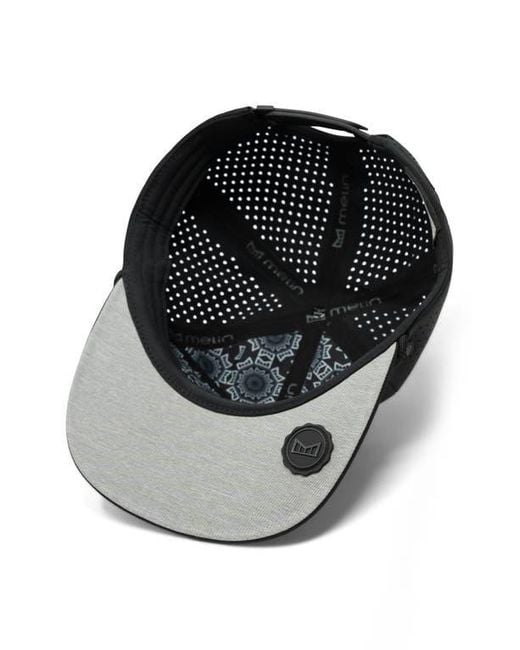 Melin Black Coronado Hydrolite Performance Snapback Hat for men