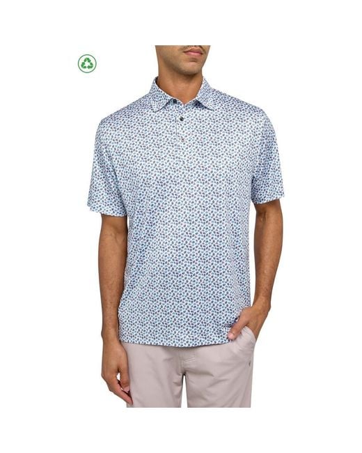 Con.struct Blue Regular Fit Micro Mexi Skulls Print Recycled Performance Golf Polo for men