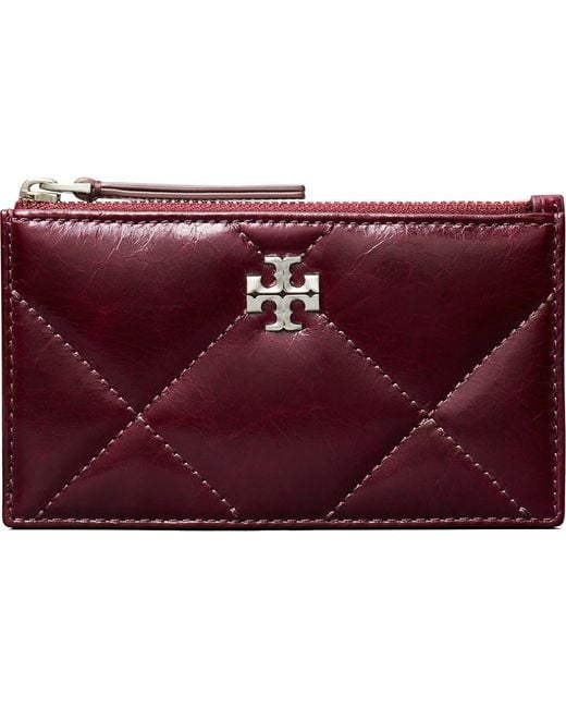 Tory Burch Red Small Kira Quilted Leather Card Case