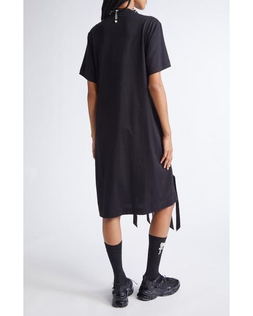 Simone Rocha Black Unraveling Ribbon Inset T-Shirt Dress