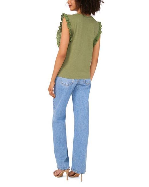 Two By Vince Camuto Green Ruffle Eyelet Tank Top