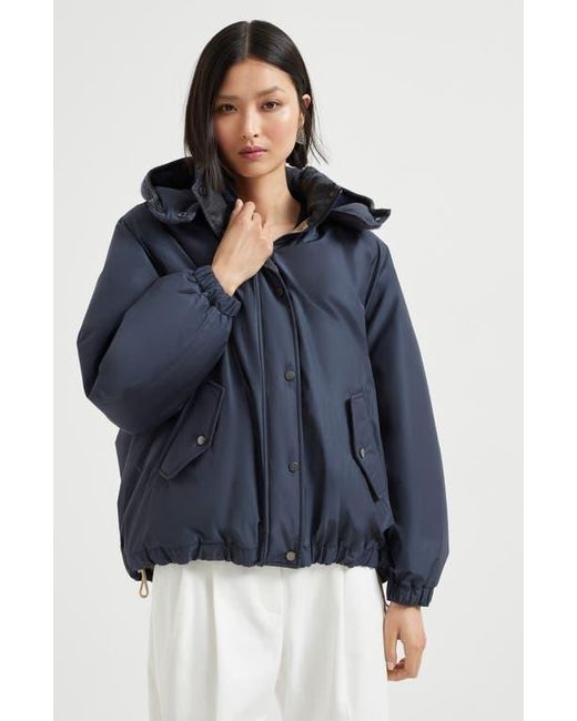 Brunello Cucinelli Blue Water-Resistant Taffeta Down Jacket