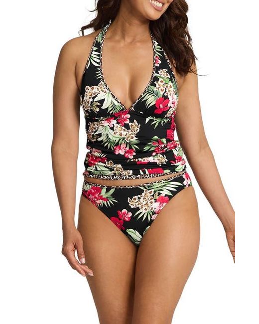 Tommy Bahama Black Lily Cat Reversible Halter Tankini Top