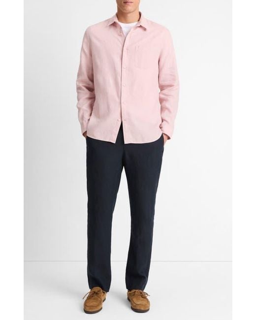 Vince Pink Linen Button-Up Shirt for men