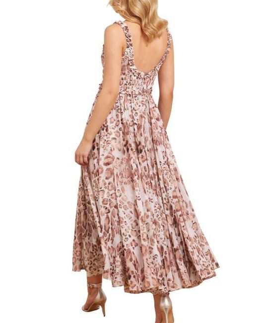 Needle & Thread Multicolor Leopard Chiffon Smocked Cami Ankle Gown