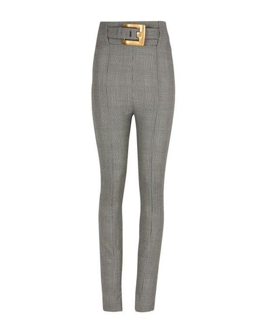 Balmain Gray Stretch Trousers