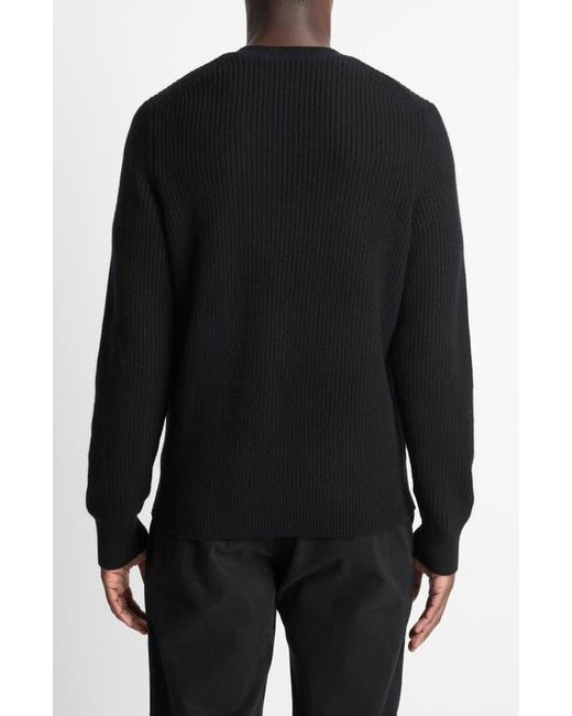 Vince Black Shaker Stitch Wool & Cashmere Crewneck Sweater for men