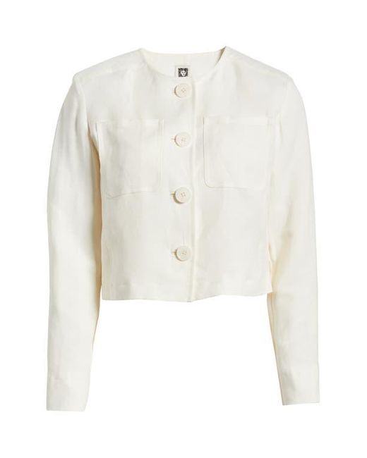 Anne Klein White Linen Blend Button Front Jacket