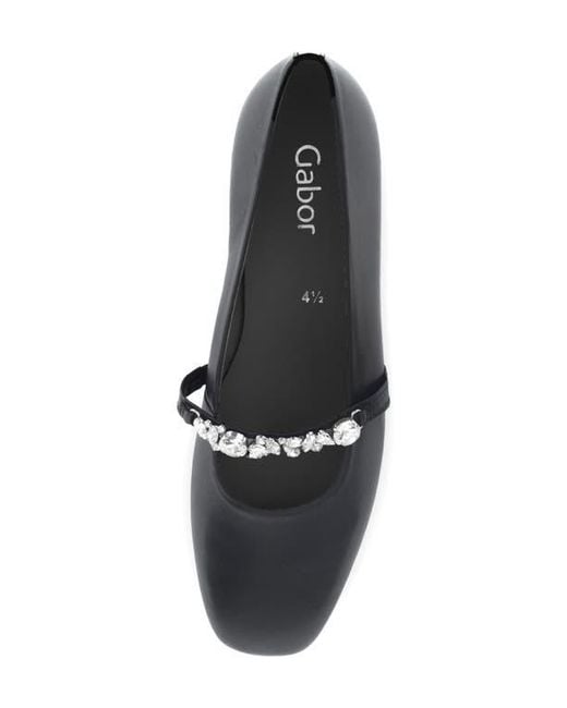 Gabor Black Crystal Mary Jane Flat