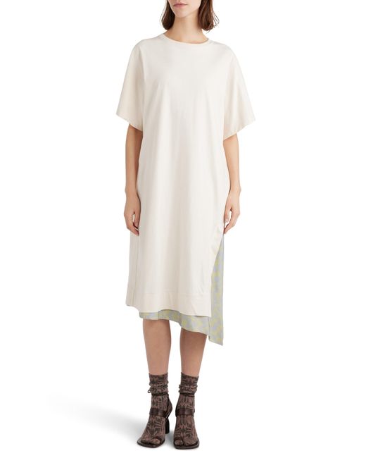Dries Van Noten White Oversize Asymmetric T-shirt Dress