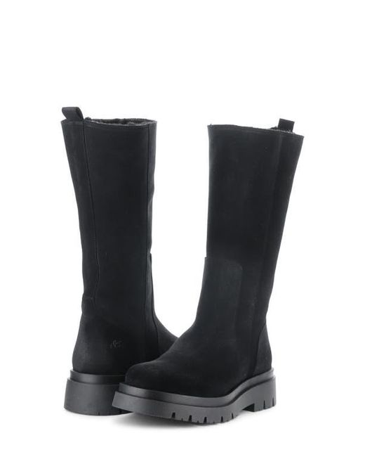 Bos. & Co. Black Suede Wool-Lined Platform Boots