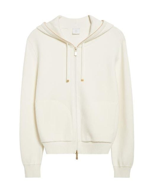 Eleventy White Cashmere Blend Zip Hoodie