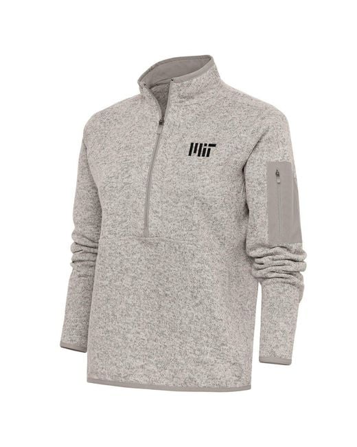 Antigua Gray Mit Engineers Fortune Half-Zip Pullover Jacket