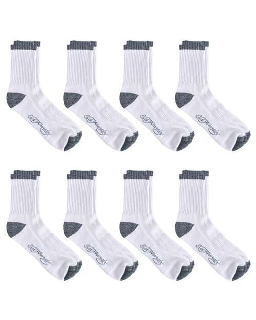 Ed Hardy White Basic Half Cushion Mid Crew Sock 8-Pack for men