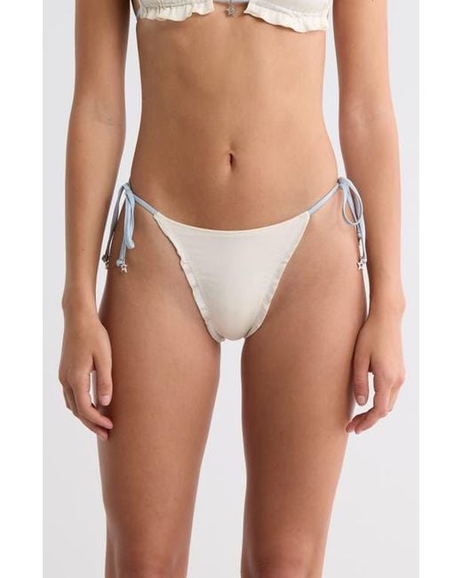 PacSun White Cecilia Ruffle Star Charm Side Tie Bikini Bottoms