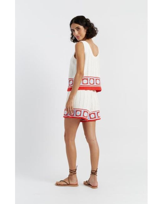 Chinti & Parker Red Hand Crochet Shorts