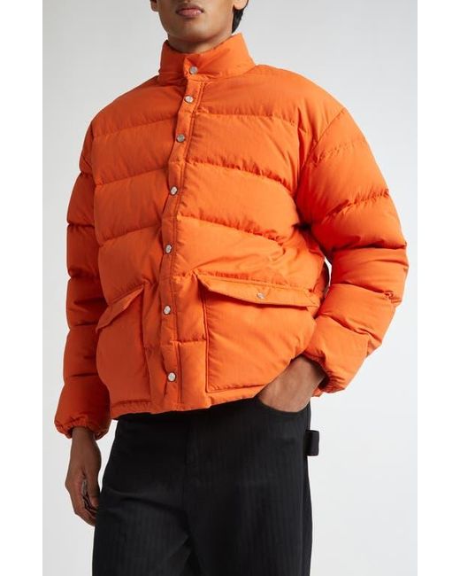 Bode Orange Burlington Down Puffer Jacket for men