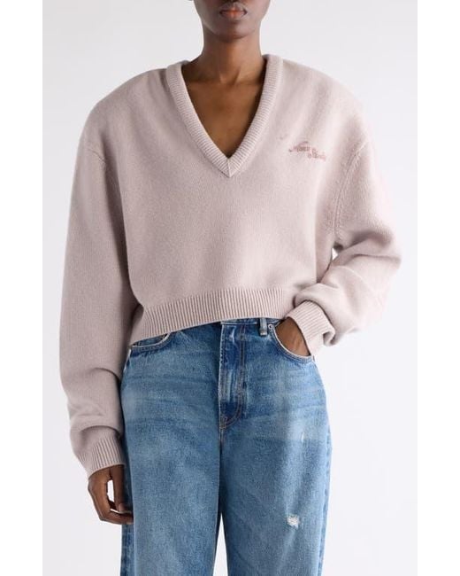 Acne Blue Kolid Richard Yak Hair & Wool V-Neck Crop Sweater