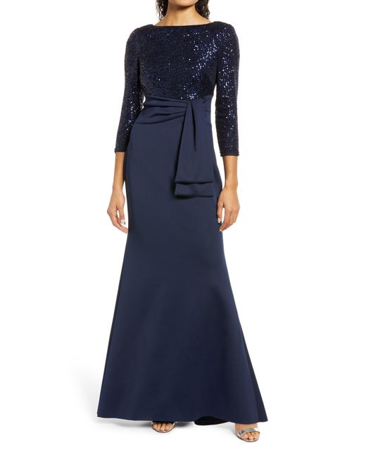 Eliza J Blue Sequin Bodice Gown