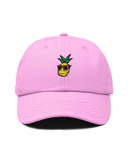 Alix Pink Pineapple Embroidered Dad Hat for men