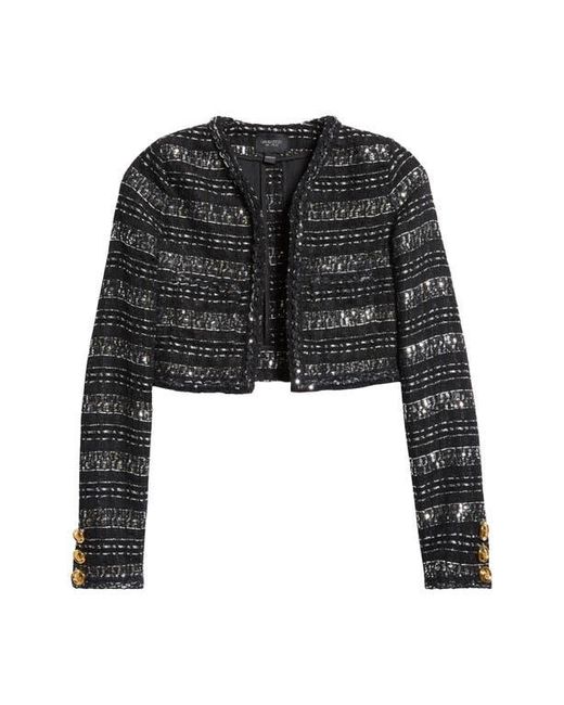 Giambattista Valli Sequin & Metallic Tweed Crop Jacket in Black | Lyst