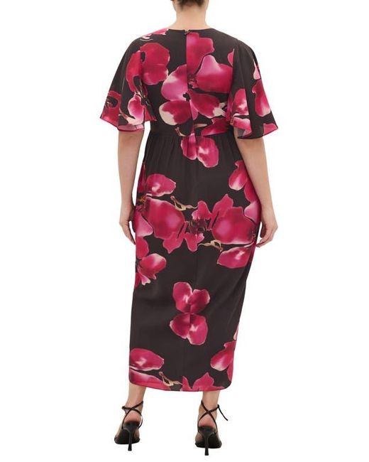 City Chic Braelynn Floral Flutter Sleeve Maxi Dress in Red | Lyst