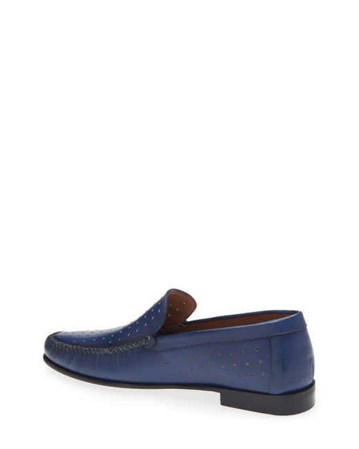 Mezlan Blue Perforated Moc Toe Loafer for men