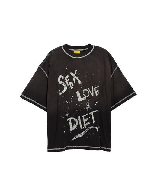 DIET STARTS MONDAY Black Splatter Cotton Graphic T-Shirt for men