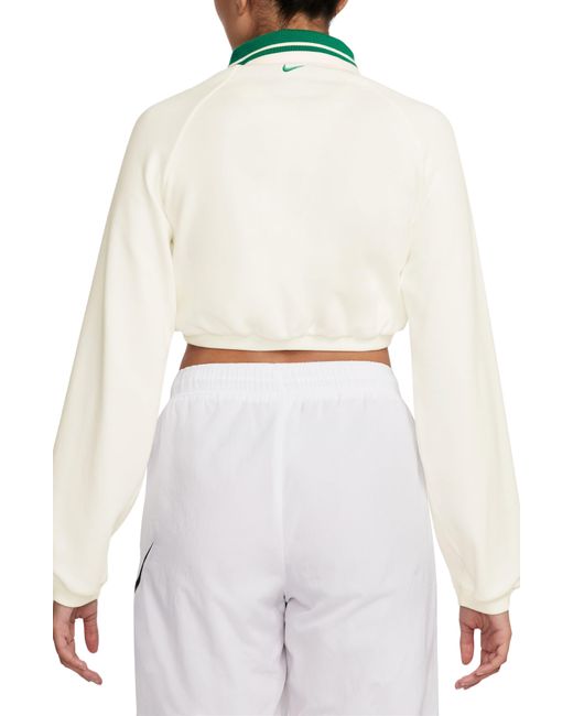 Nike White Sportswear Collection Long Sleeve Crop Polo