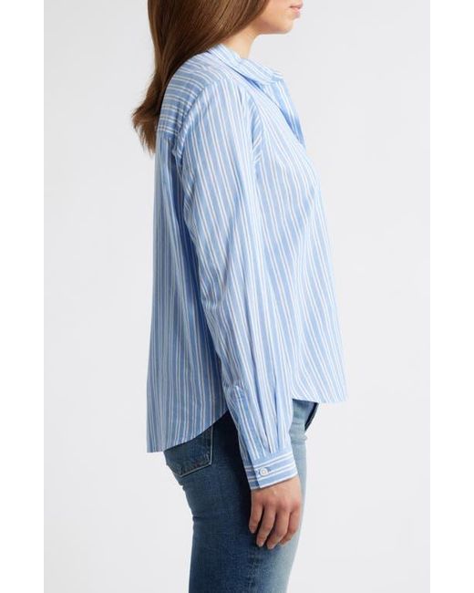 Beach Lunch Lounge Blue Candy Stripe Cotton Blend Button-Up Shirt