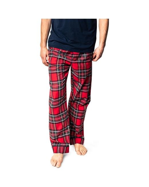 Petite Plume Men's Red Imperial Tartan Cotton Flannel Pajama Bottoms