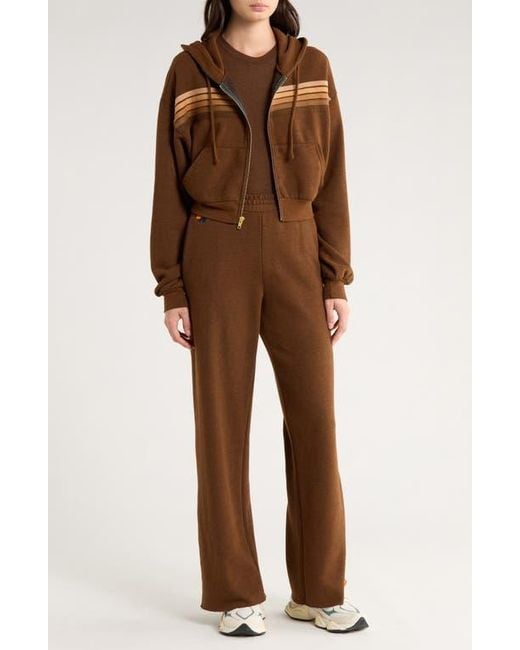 Aviator Nation Brown 5-Stripe Zip Hoodie