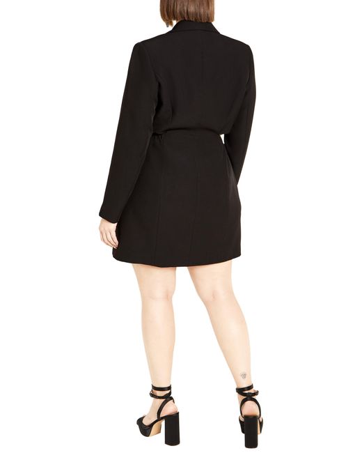 City Chic Black Twyla Long Sleeve Tuxedo Dress