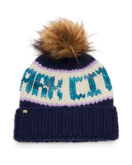 Lele Sadoughi Park City Faux Fur Pompom Merino Wool Beanie 