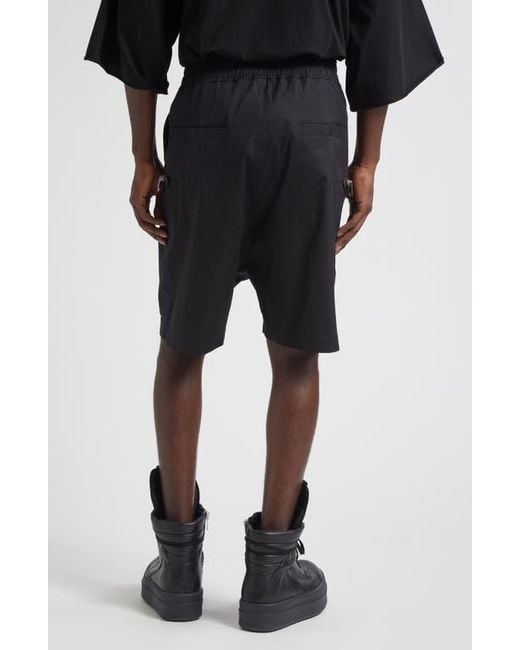 Rick Owens Black Bauhaus Bela Drawstring Cargo Shorts for men