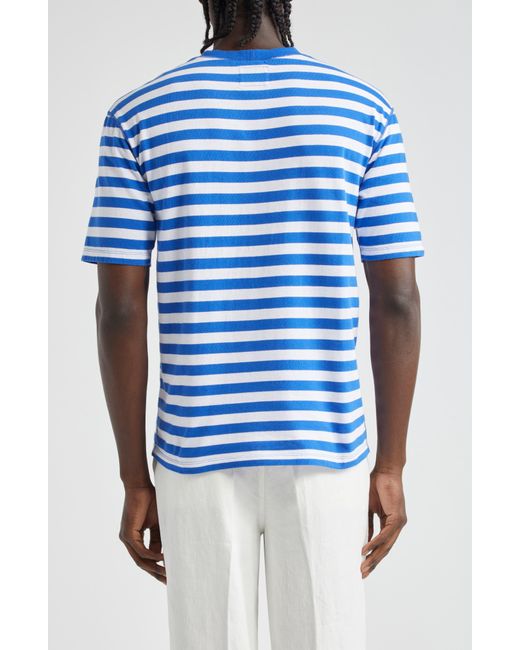 Drake's Blue Stripe Cotton Hiking T-shirt for men