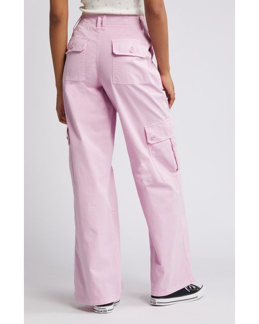 BP. Pink Twill Wide Leg Cargo Pants
