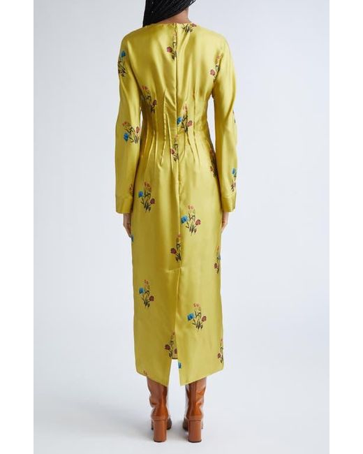 Marni Yellow Tulip Print Silk Twill Dress