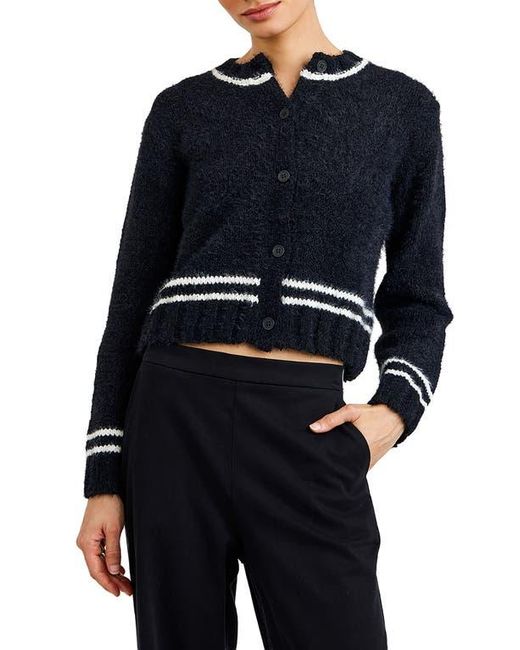 Bella Dahl Blue Contrast Stripe Crop Cardigan