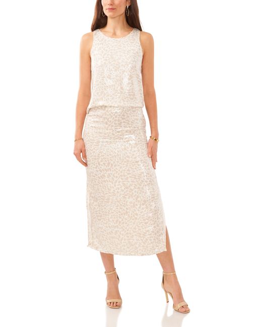 Vince Camuto White Sequin Sleeveless Top