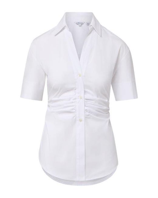 Veronica Beard White Devra Ruched Shirt
