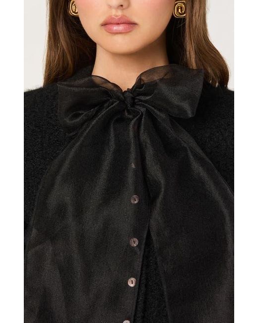 Astr Black Organza Bow Mixed Media Sweater