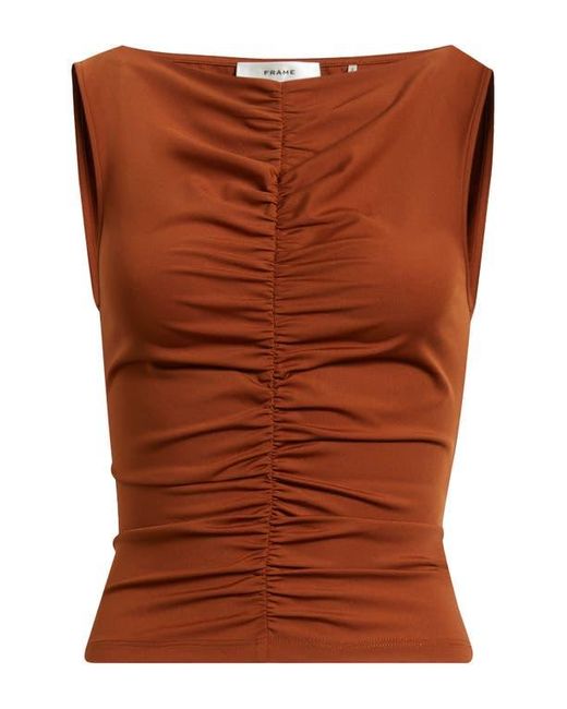 FRAME Brown Ruched Sleeveless Top