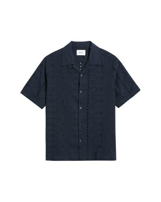 NN07 Blue Julio 5392 Eyelet Camp Shirt for men