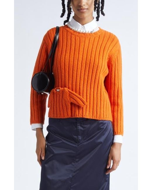 Sandy Liang Orange Carlow Rib Wool Blend Sweater