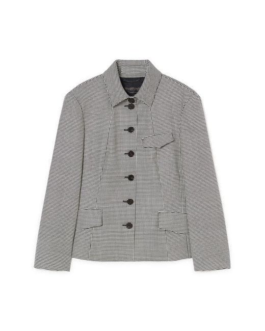 Marina Rinaldi Gray Teglia Houndstooth Virgin Wool Twill Jacket